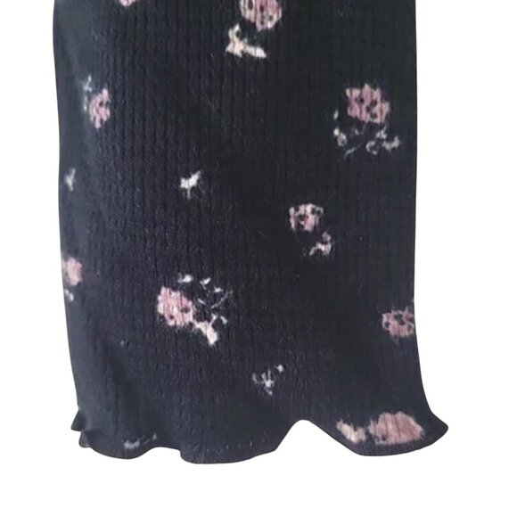 NWT Kirious Waffle Knit Baby Doll Crop Top M Floral Thermal Knit Long Sleeves - Picture 7 of 7